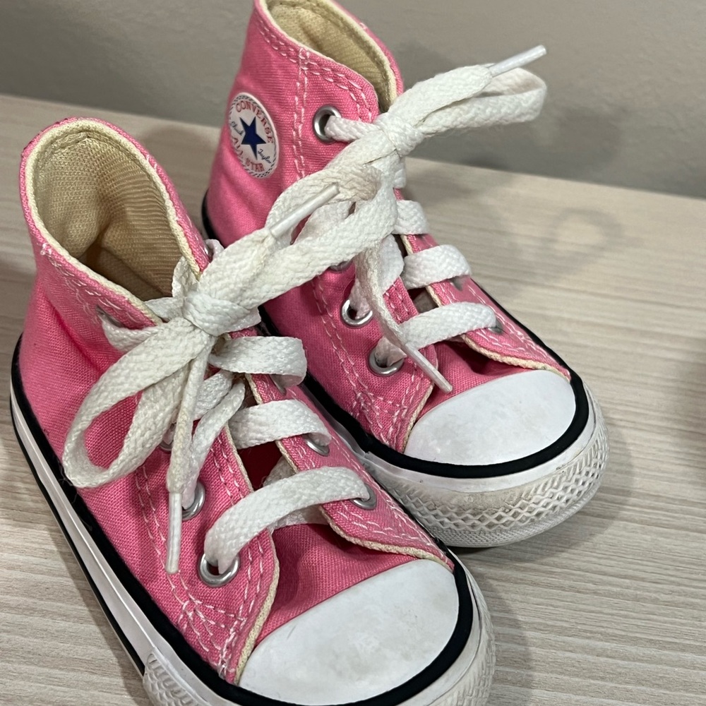 Converse Kids High-Top Sneakers in Pink and White